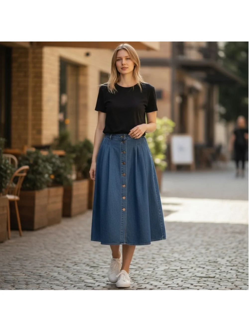 Koret Blue A-Line Denim Skirt Size 14 - Picture 1 of 5